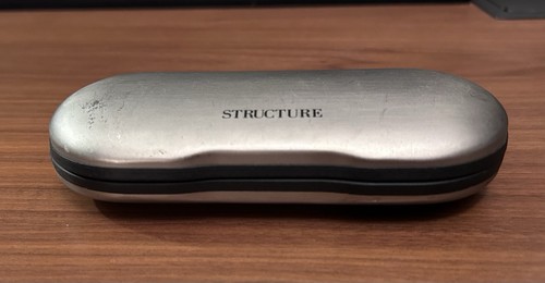 Eyeglass Case, Structure, Silver Tone, Vintage Hard Clamshell Sunglasses Case