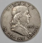 1961 D Franklin Half Dollar 90% Silver Circulated 90% Silver