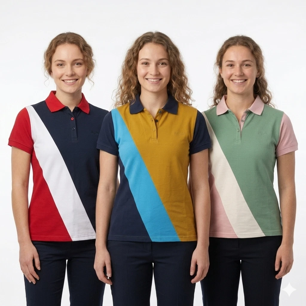 Hazy Blue Womens Cotton Short Sleeve Polo Shirt Summer
