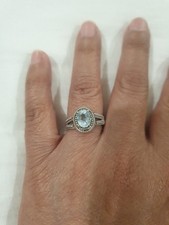 NF THAILAND 925 STERLING SILVER OVAL SKY BLUE TOPAZ RING SIZE 7 To 7.5