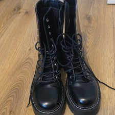 H&M Women’s Black Combat Ankle Boots Lace-Up UK 5 EU 38 US 7