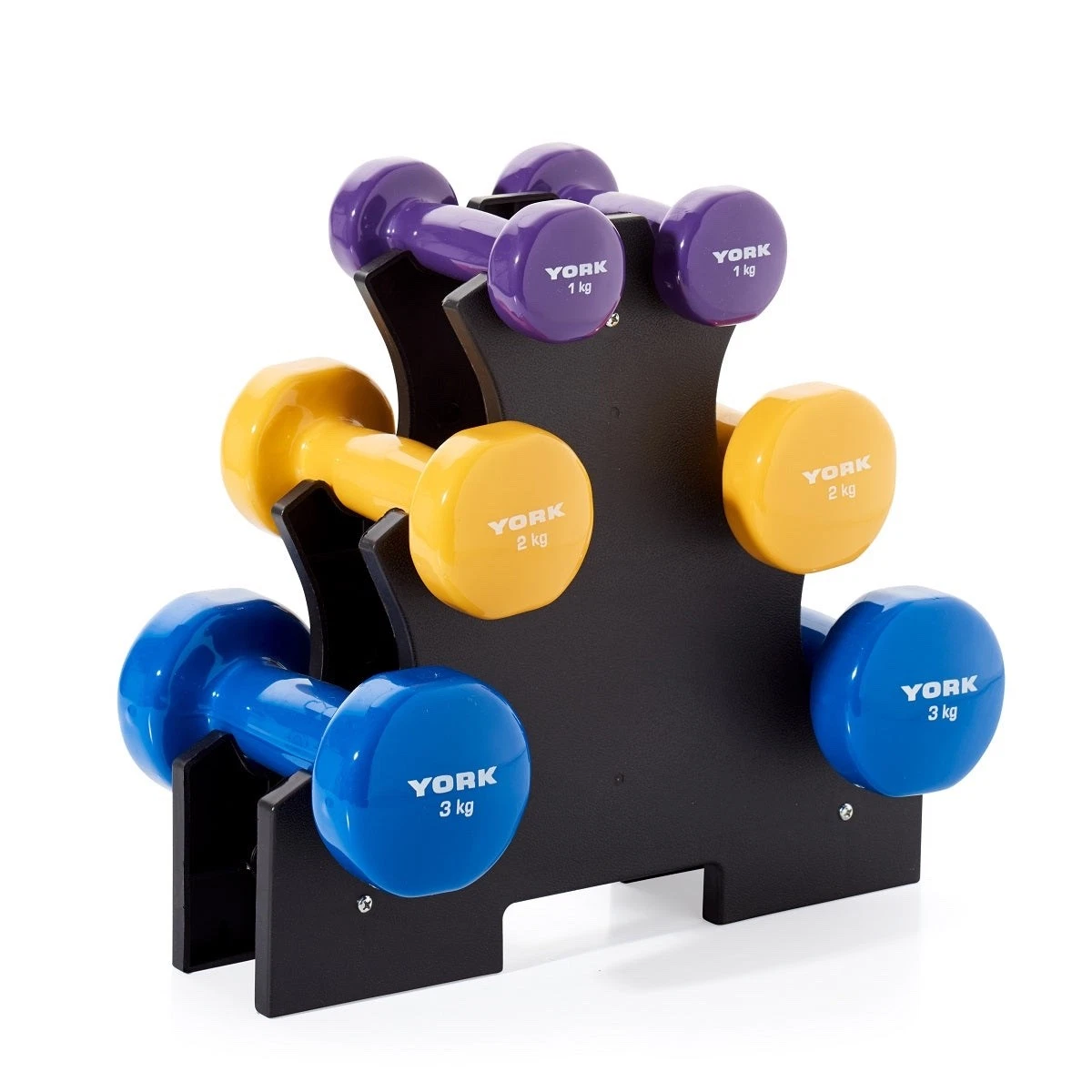 York 12kg Vinyl Dumbbell Set w/ Stand Weights Home Gym Fitness Training Workout