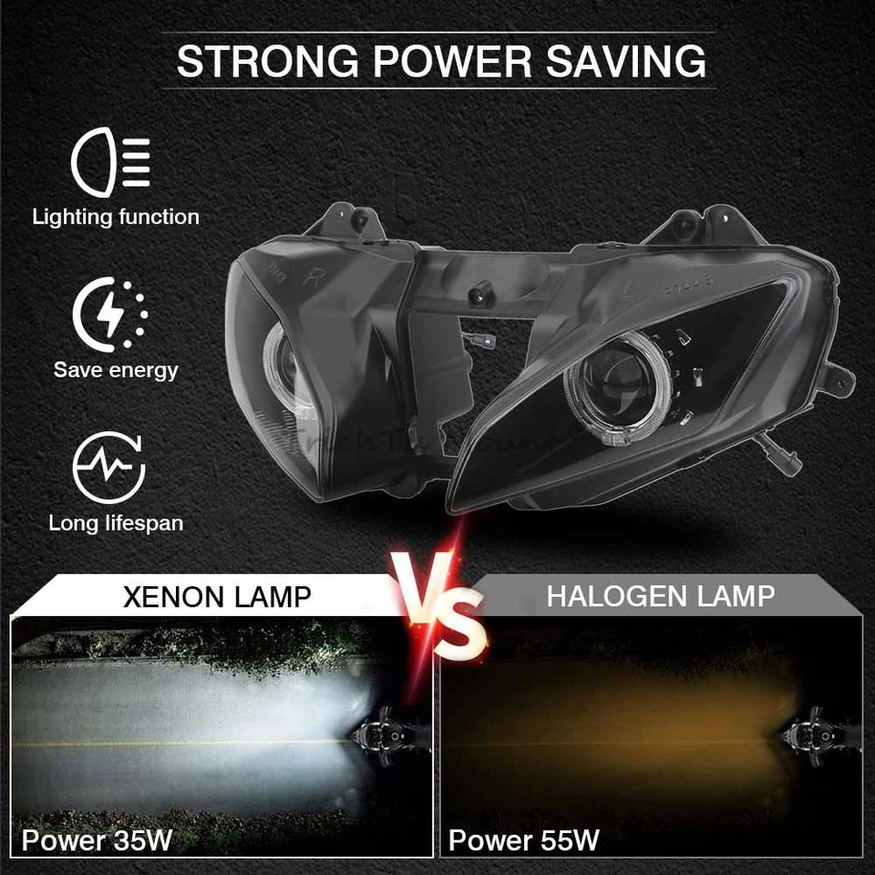 Headlight Assembly Red Angel Eye HID Projector Kit For Yamaha YZF R6 2008-2015 - Image 4 of 4