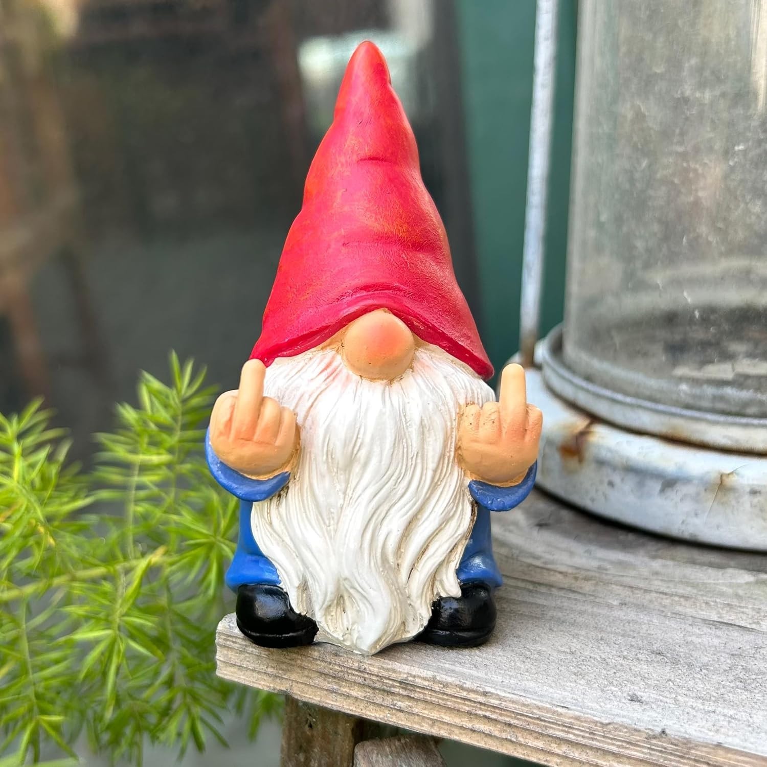 Middle Finger Gnome Mini 3.5in,Double Bird Gnome - Naughty Funny Outdoor Decorat