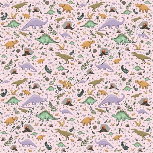 GORGEOUS "PASTEL DINOSAURS " CANVAS PRINTED FABRIC SHEET..HAIR BOWS, - Picture 4 of 8