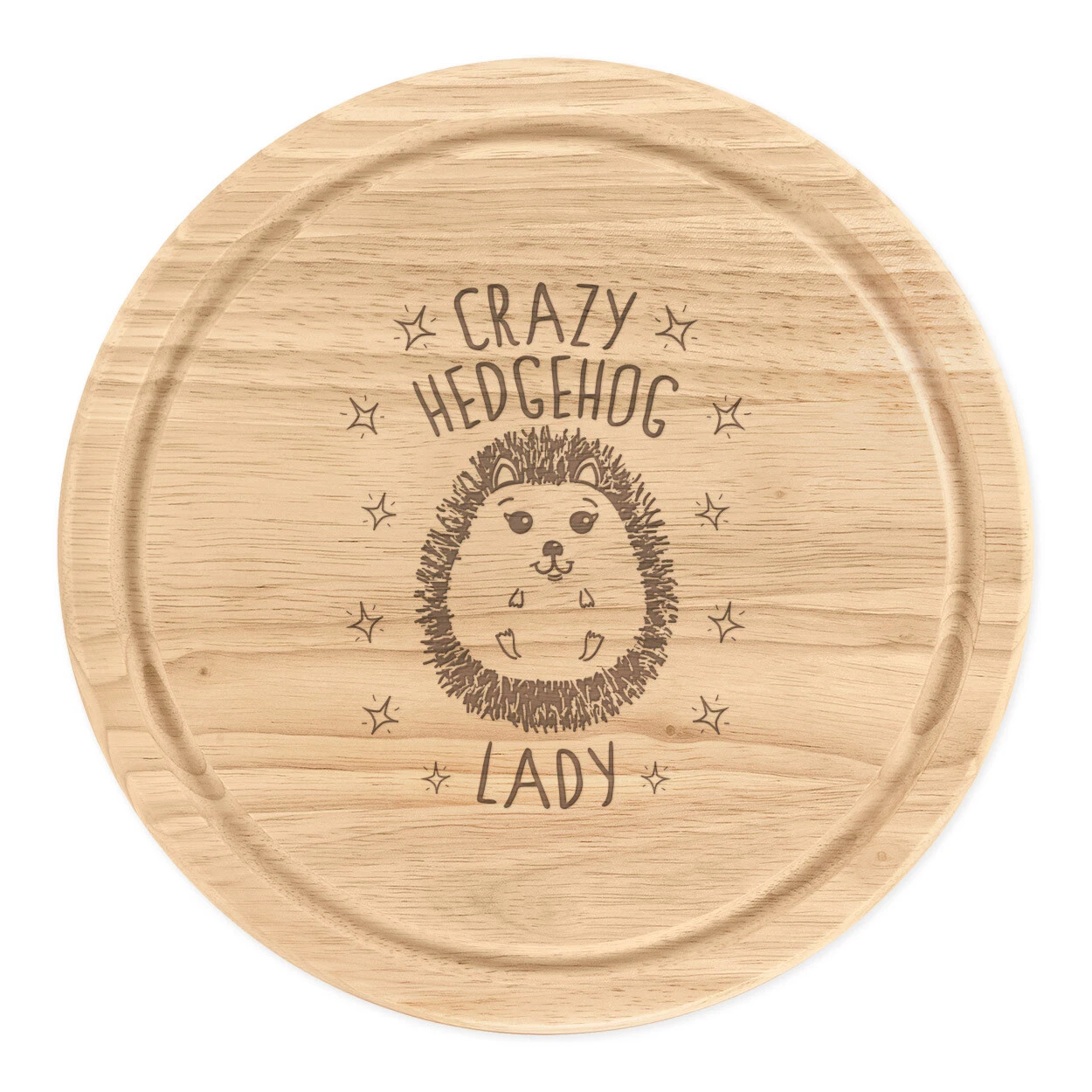 Crazy Hedgehog Lady Round Chopping Cheese Board Funny Cute