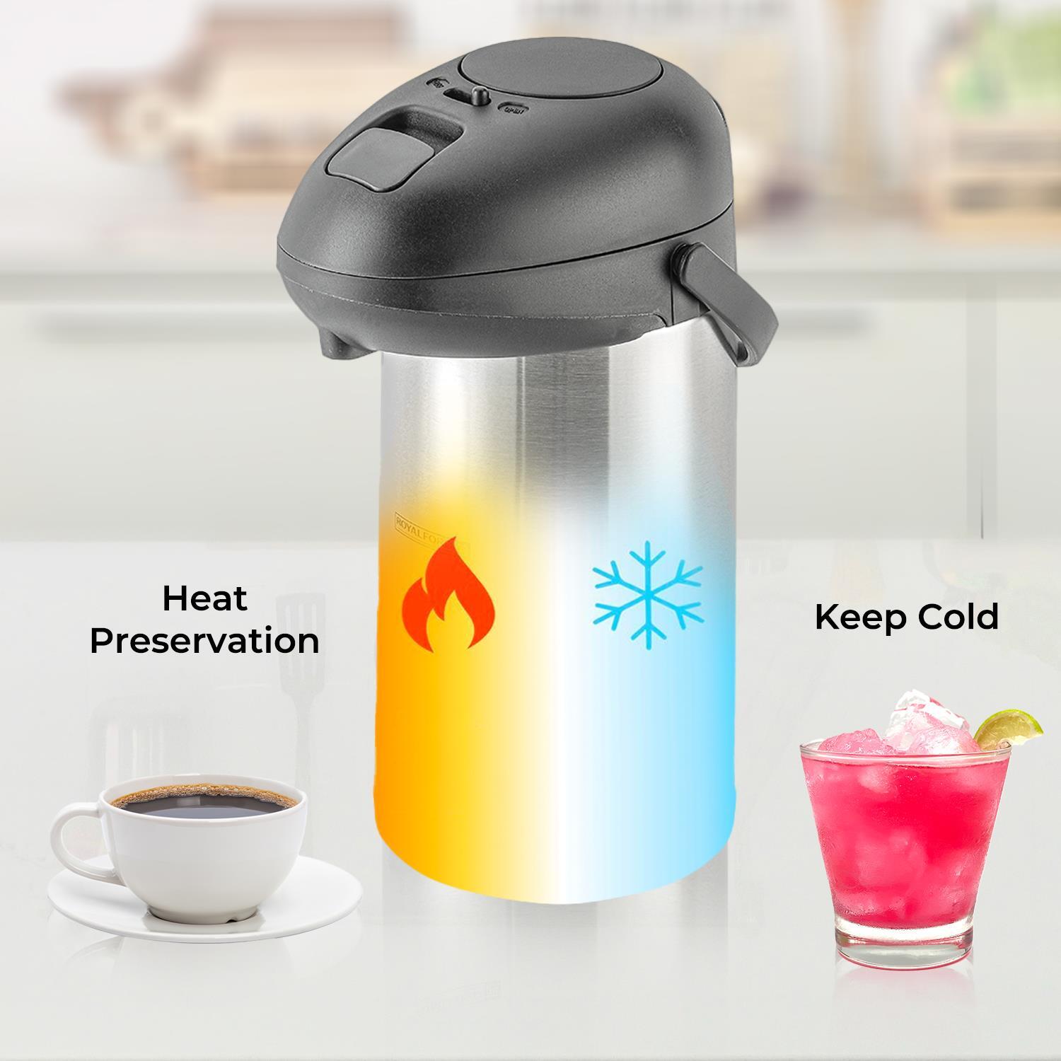 Tea Urn Airpot Coffee Flask Pump Action Drinks Dispenser Office Insulated Urn 4L eBay