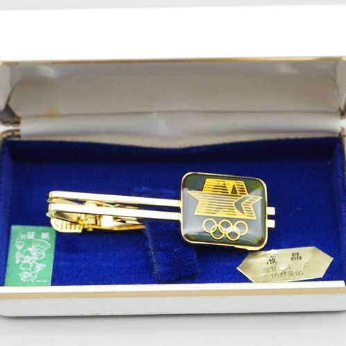 1980s Olympics Brother Gold Tie Clip + Box - Picture 2 of 12