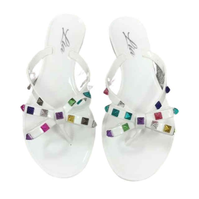 Women's Studded Jelly Bow Thong Sandals Valencia-Valentino Rockstud Flip Flop | eBay
