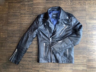 Neu Leder Biker Jacke Designer Barney's Originals Schwarz Kinder Jungen 11-13 J