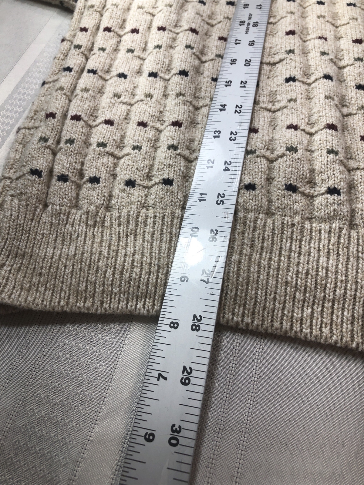 Metrics Mens Knit Sweater Size X-Large Beige w/ m… - image 7