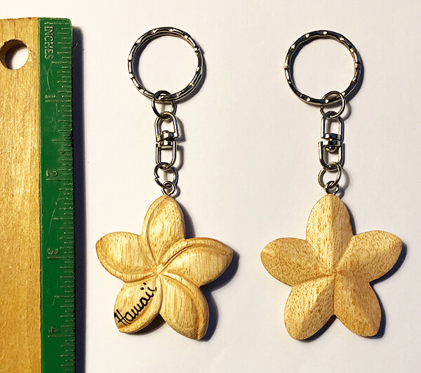 Hawaiian Plumeria Wooden Key Chains Jewelry Hawaii Flower Gifts Aloha N