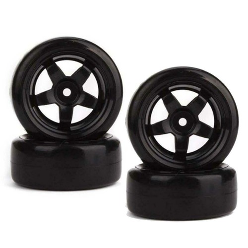 4pcs Smooth Hard Tires Tyre Plastic Rim Wheel for RC 110 Drift Car