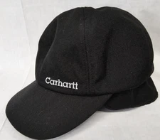 Carhartt Hat Black Canvas Ear Flap Trapper Fitted Size S