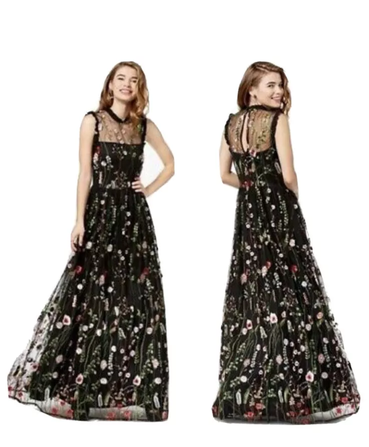 Morgan u0026amp; Co Black Embroidered formal ball gown prom dress homecoming  dress sz 3 | eBay