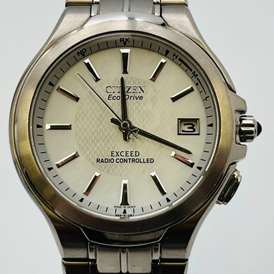 CITIZEN EXCEED Eco Drive Solar Titanium Date H410-T003826 Dial White Shell 40.0m