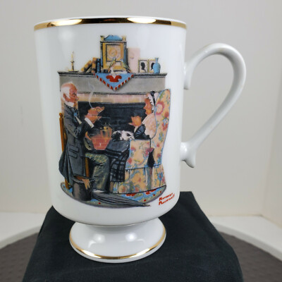 1981 Danbury Mint Norman Rockwell TEA FOR TWO Porcelain Pedestal Mug Cup