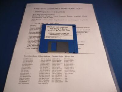 Korg i1, i2, i3, i4s, i5, i5m, ix300 - 5 0 0 Sounds & 10 Drumkits auf Diskette !