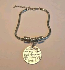 Loss of Pet Memorial Charm Bracelet "No longer by my side but forever in my..."