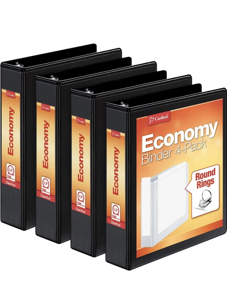 Cardinal Economy 3 Ring Binder 1.5 Inch Presentation View Black