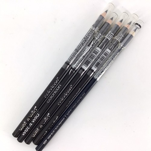 Wet N Wild Coloricon Brow & Eyeliner Pencil 651 Black 657 Deep Blue 5 Pcs