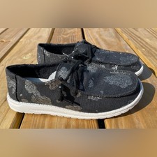 New Women's Gypsy Jazz Sparkly Cow Shoes Animal Print Slip on Sneakers 6.5