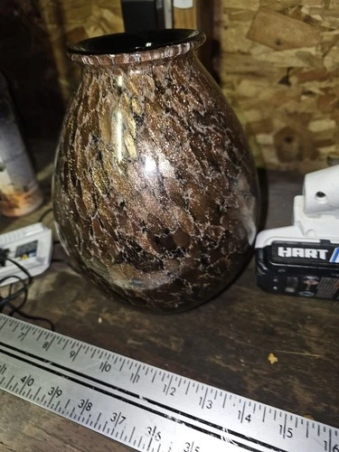 Vintage Murano Vase. Hand Blowen Glass Infused With Copper