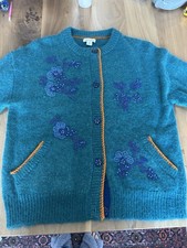 Sundance Catalog Teal Beaded Seeley Cardigan Size PXS 198