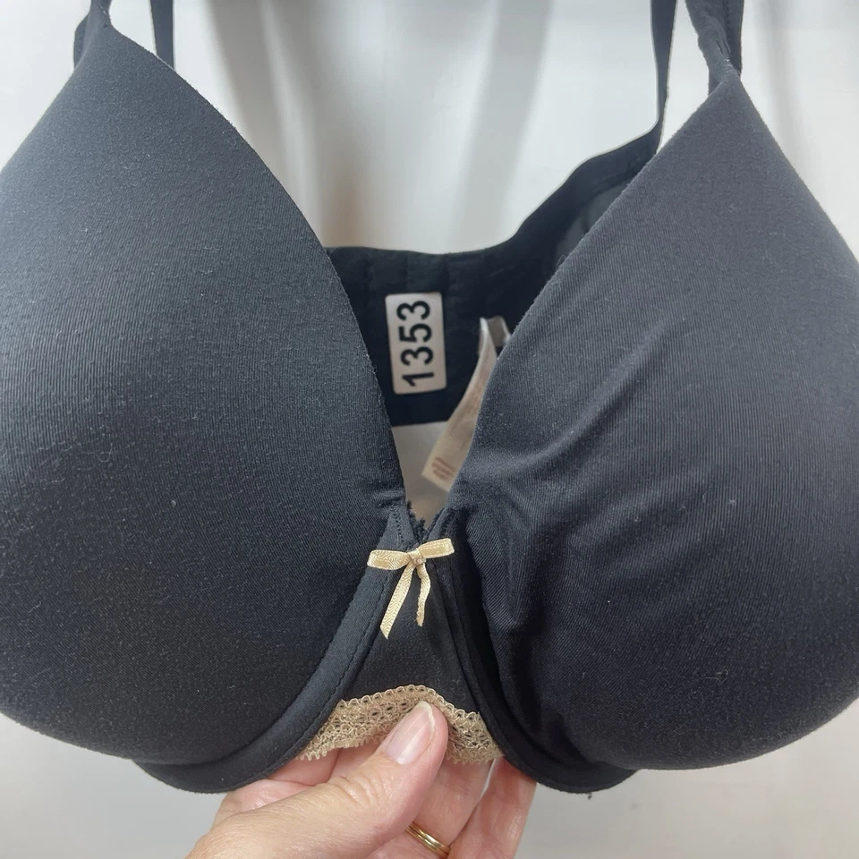 Lane Bryant Cacique Bra 38F Black Lightly Lined Full Coverage Lace Bow Plus - Image 4 of 4
