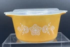 Vintage Pyrex Butterfly Gold 1 Qt Casserole Dish with Lid 473 Mid Century Modern