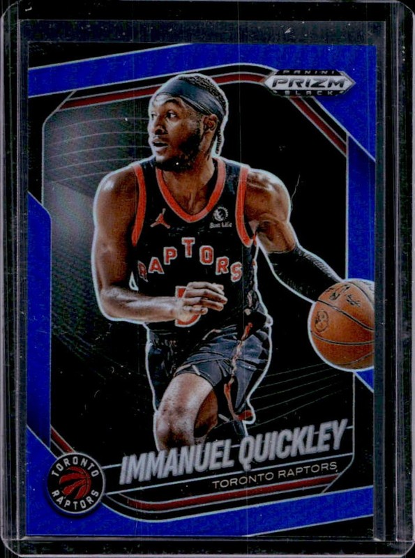 2024-25 Panini Prizm Black Immanuel Quickley Blue Prizm #/199 Raptors