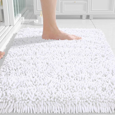 Chenille Bathroom Rugs Non Slip, Extra Thick Soft Absorbent Bath Rug, Machine Wa