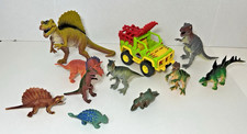 Lot of 10 Dinosaur Toy Animal Figures Jurassic Park Jeep Tyrannosaurus Rex more