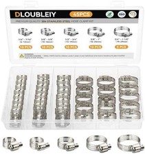 45PCS Hose Clamp Assortment Kit - Stainless Steel Hose Clamps with Worm Gear
