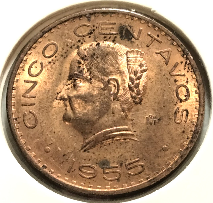 1955  Mexico 5 Centavos Coin -  KM #424 -  Super Nice !!!! -   (IN#16031)