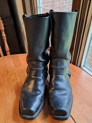 Frye Harness Boots Womens? Read 10M Black Leather Engineer Moto Square Toe 