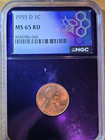Lincoln Wheat Small Cent 1955-D NGC MS65 RD Denver Business Strike — photo 1