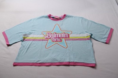 Balmain x Barbie Women's Limited Edition Cropped T-Shirt NC3 Blue Large
