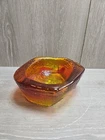 Vintage Don Shepherd Pre-Blenko Bear Claw Amberina Blown Glass Bowl/Ashtray