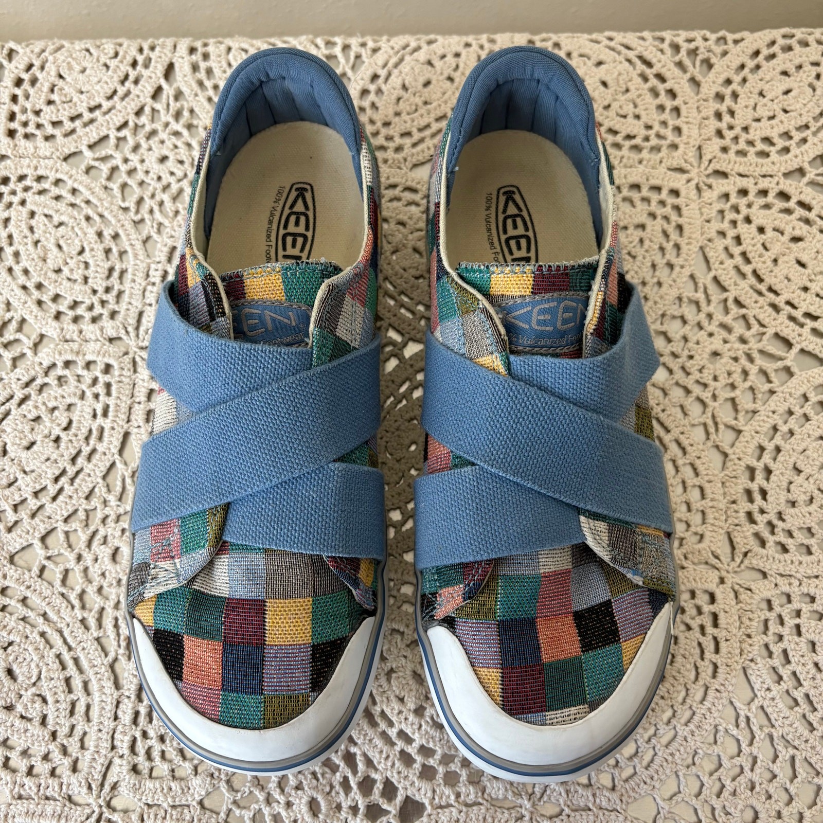 Sneakers KEEN donna 7 Elsa III Gore slip on colorate patchwork blu comode