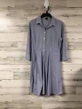 Ann Taylor Stripped Fit Flare Dress Sz 4 MIDI Defined Waist Versatile Casual