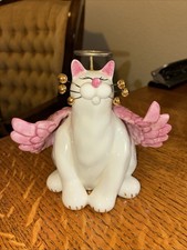 2003 Amy Lacombe Whimsiclay Angel w/Pink Wings Cat Annaco Creations 21076 5.5"