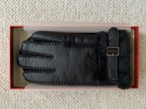 Yiseven Gloves Leather Medium Soft Black with Red Gift Box