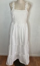 White Smocked Stretch Top Sleeveless Tiered Maxi Dress by Ivy Street Sz 1X Beach