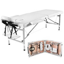 Massage Table Massage Bed Spa Bed 84" Long Portable 2 folding W Carry Case white