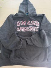 UMass Amherst Pullover Hoodie Sweatshirt Mens X- Large Gray Champion