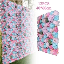 12x Romantic Artificial Flower Wall Hydrangea Rose Backdrop Wedding Decoration