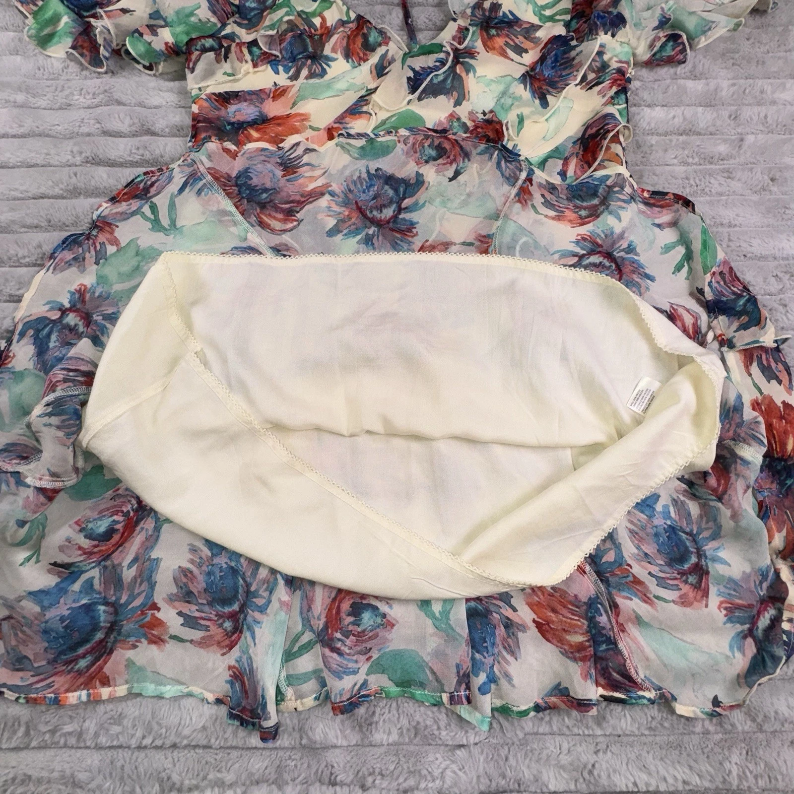 VETEMENTS Abito Anthropologie medio stampato foderato trasparente mini arte floreale da indossare fata