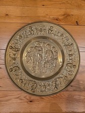 Vintage Hammered Brass Old World Hanging Decor 14"