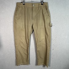 Helmut Lang Carpenter Pants Adult 31 Beige Raw Hem Khaki 100 Cotton Cropped